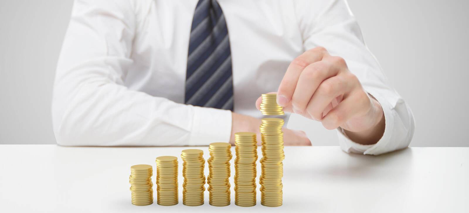 businessman puts coins new